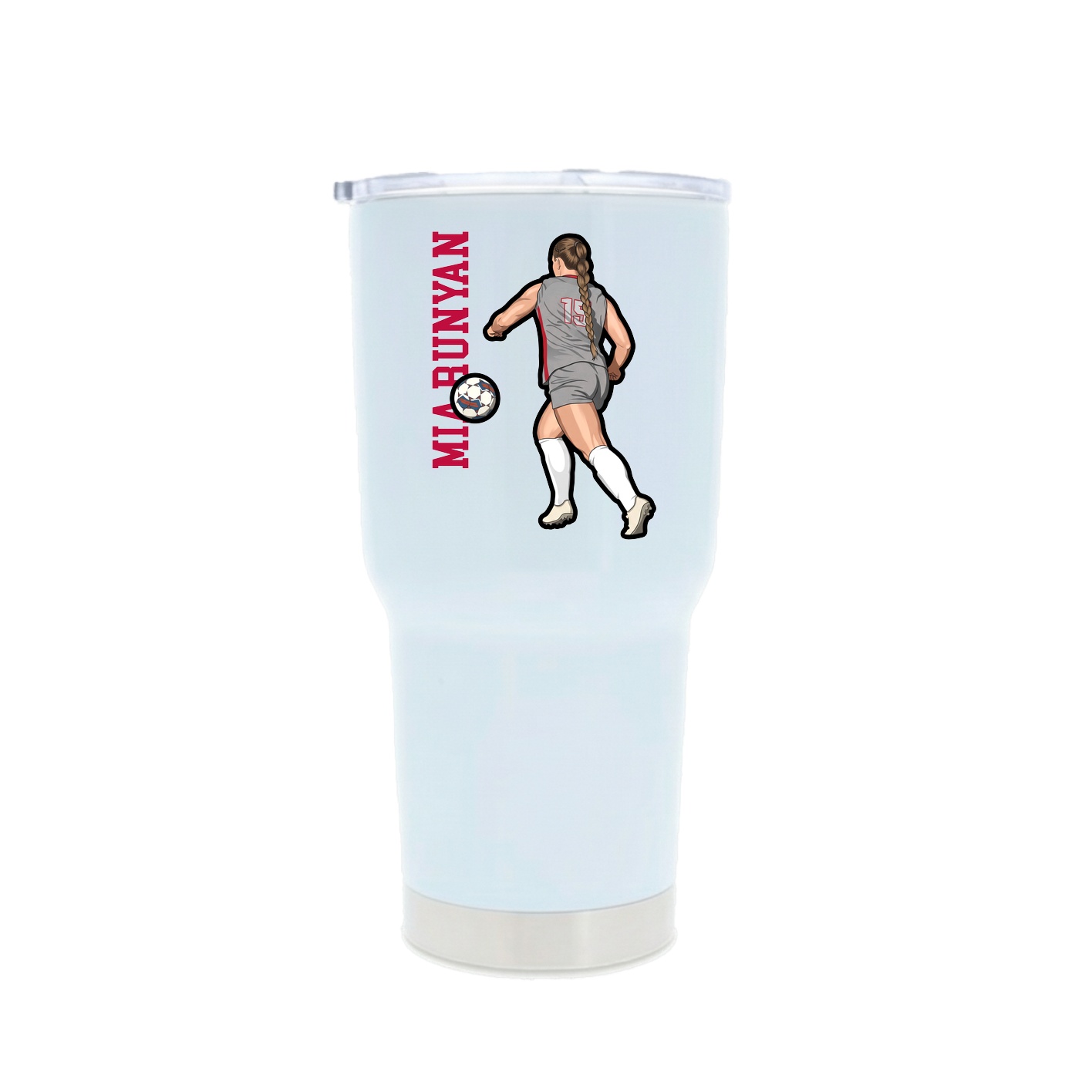 30oz Stainless Steel Tumbler — Name Vertical in White