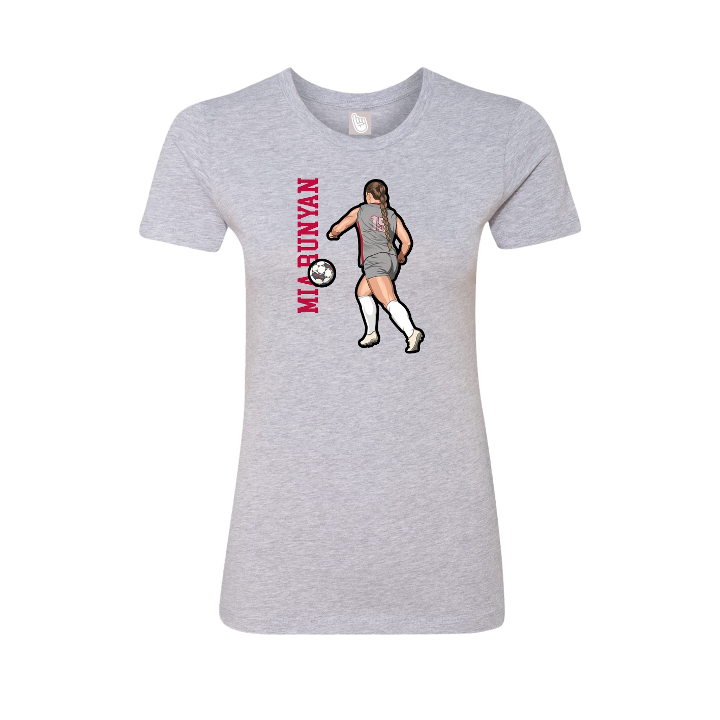 Fitted Women's Tee — Name Vertical in Grey