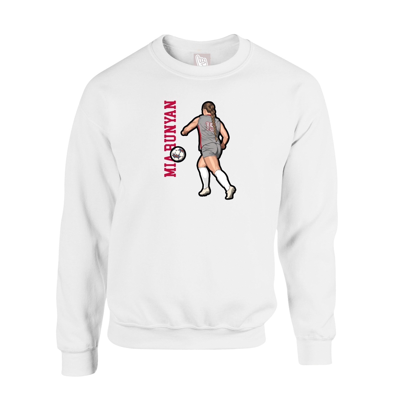 Fleece Crew — Name Vertical in White