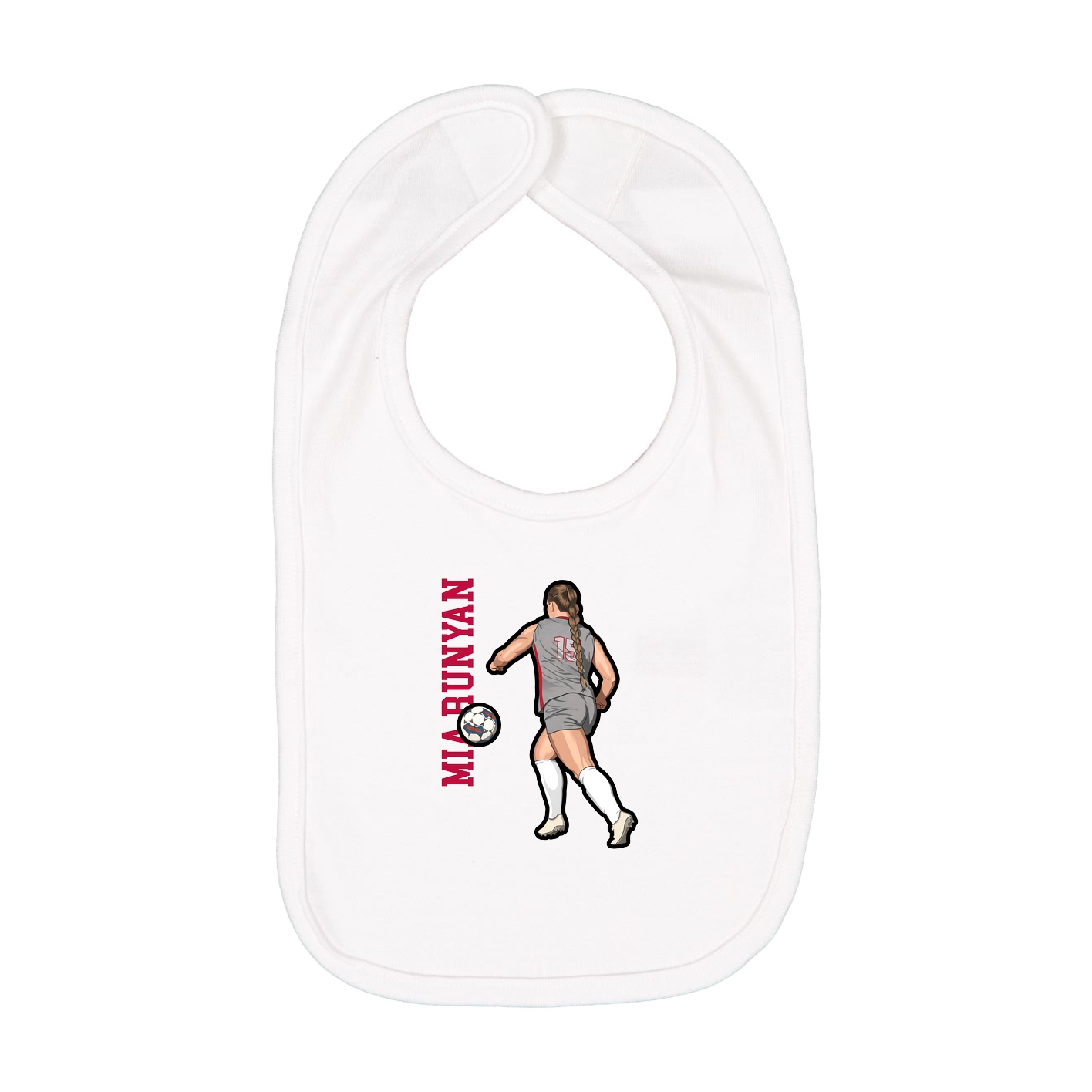 Infant Bib — Name Vertical in White