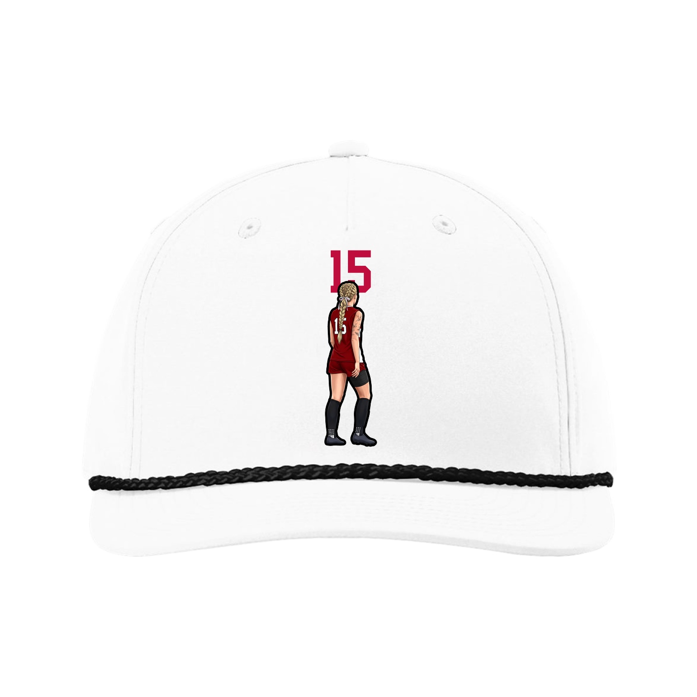 Five-Panel Classic Rope Cap — Number Top in White