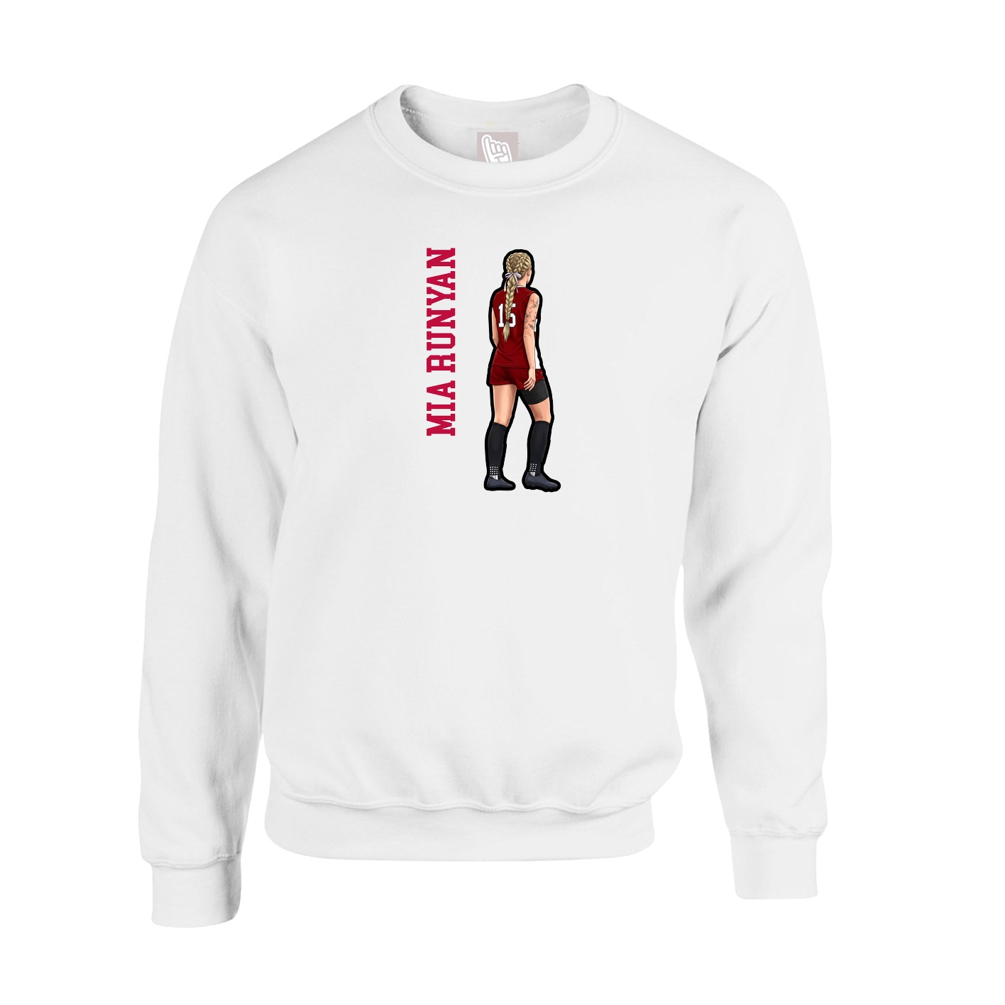 Fleece Crew — Name Vertical in White