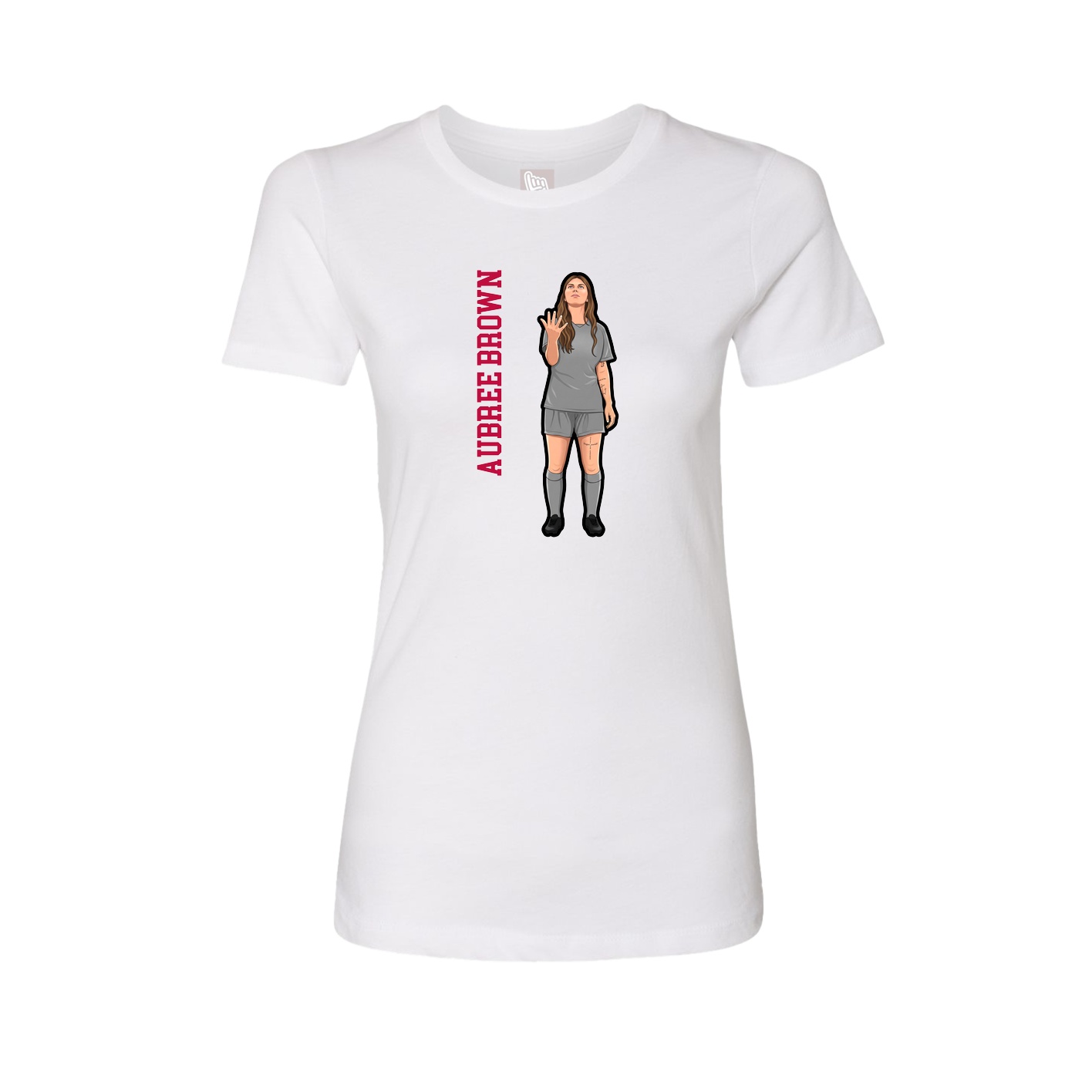 Womens Tee — Name Vertical in White