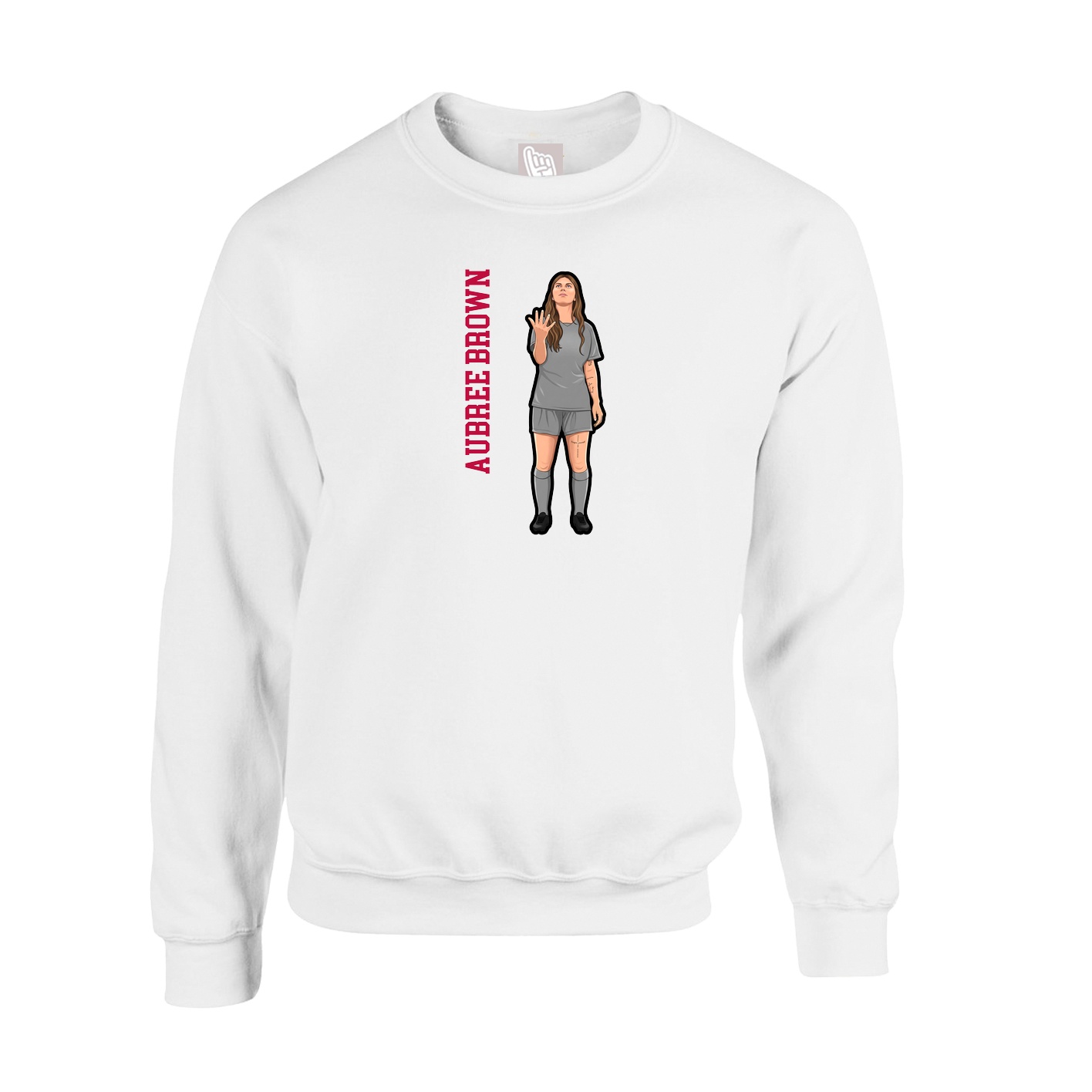 Fleece Crew — Name Vertical in White