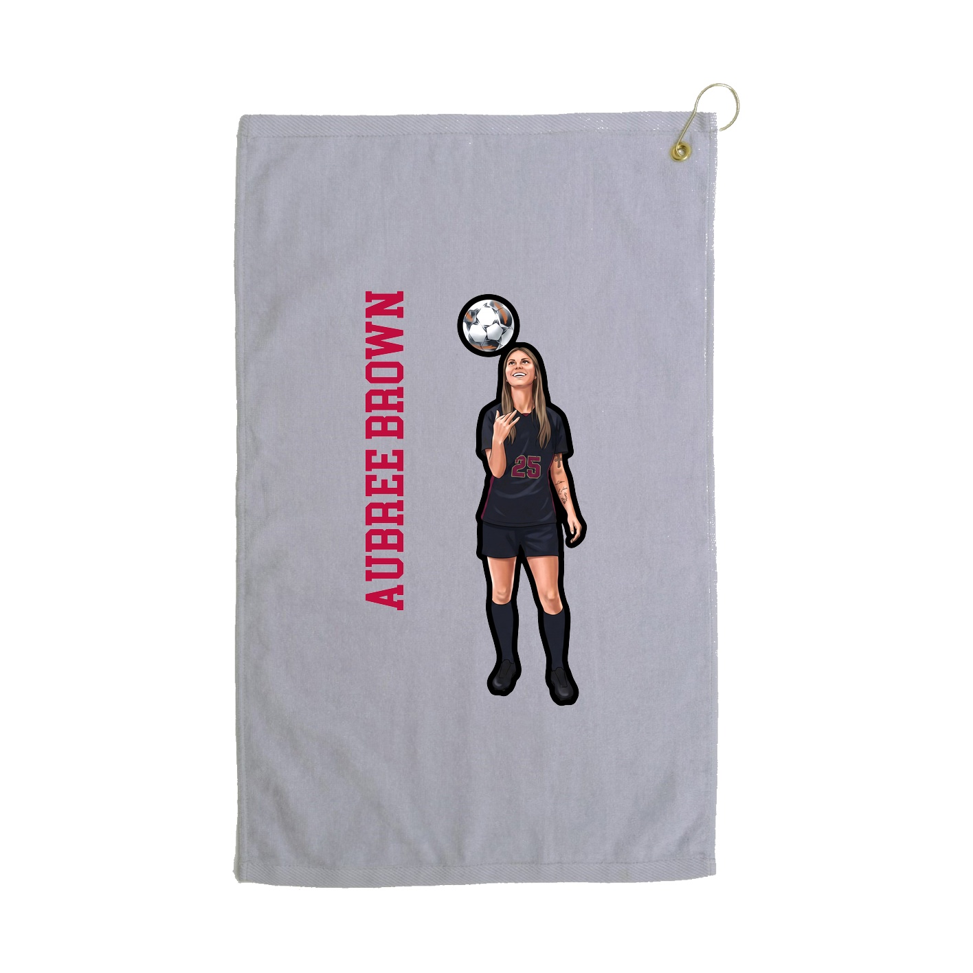 Golf Towel — Name Vertical in Grey