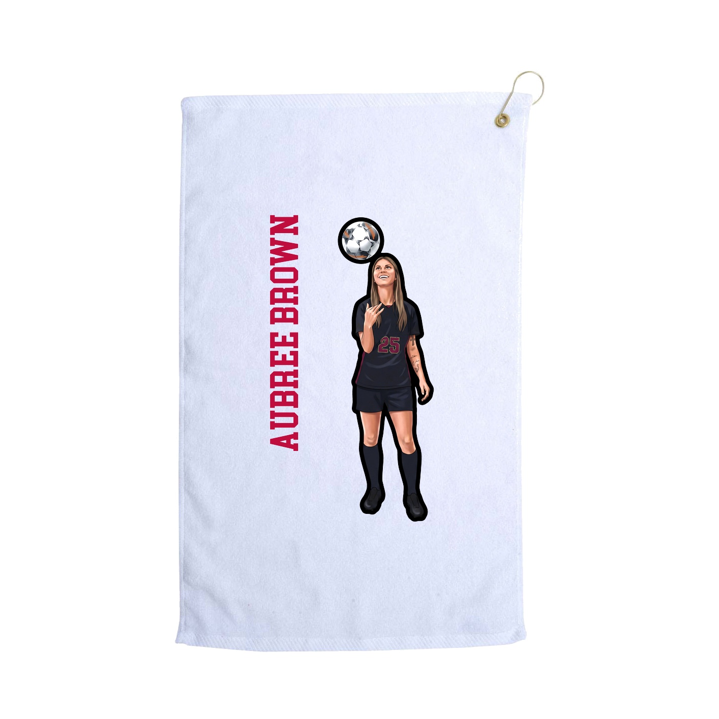 Golf Towel — Name Vertical in White