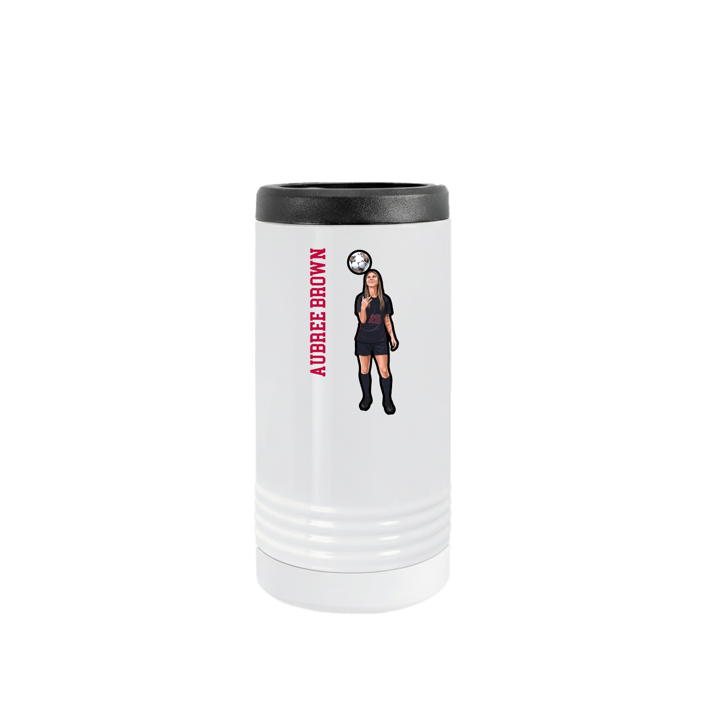 Slim Beverage Holder — Name Vertical in White