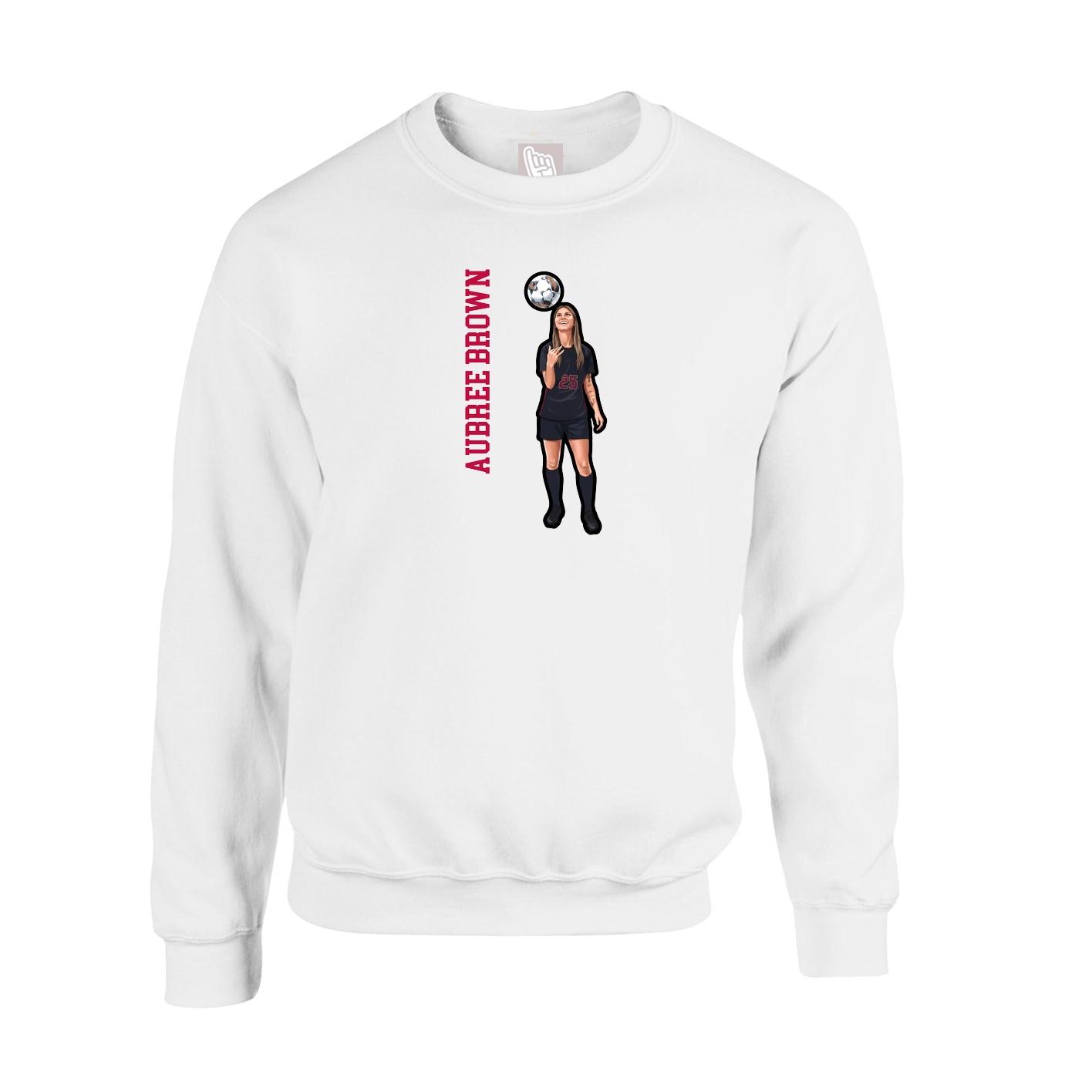 Fleece Crew — Name Vertical in White