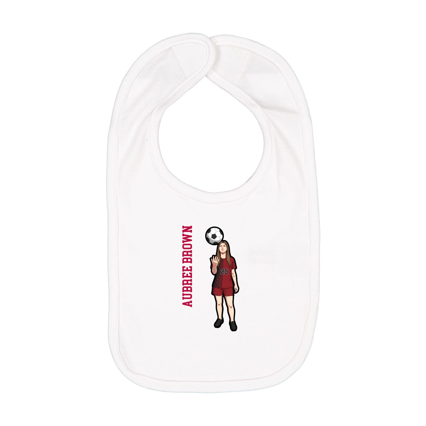 Infant Bib — Name Vertical in White