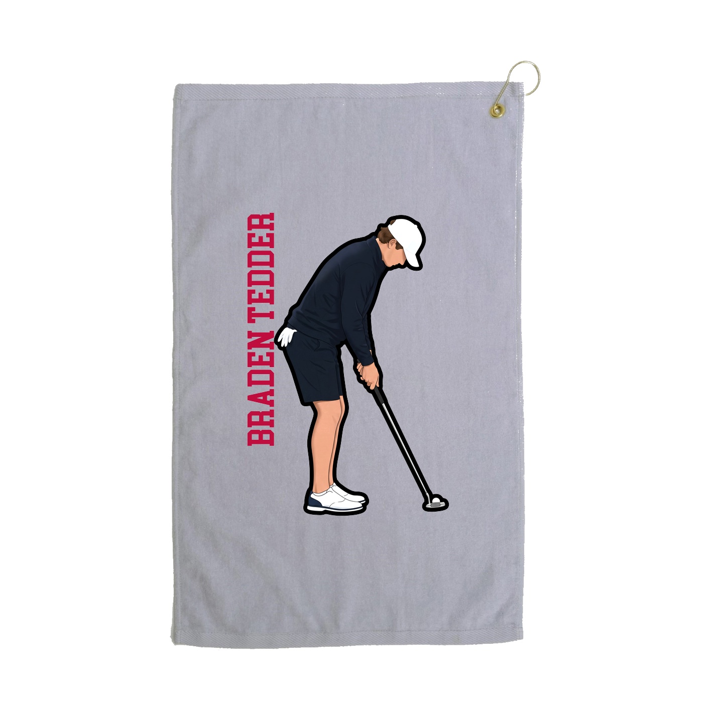 Golf Towel — Name Vertical in Grey
