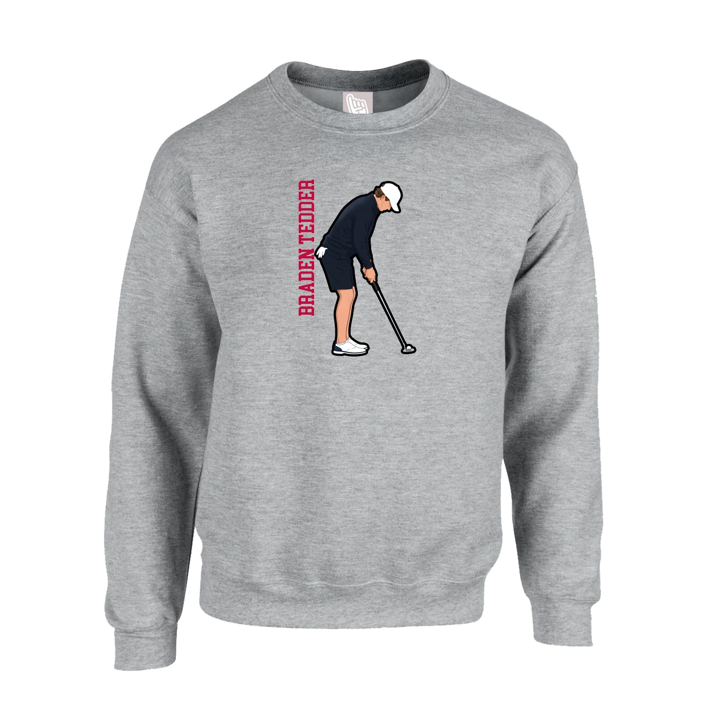 Fleece Crew — Name Vertical in Grey