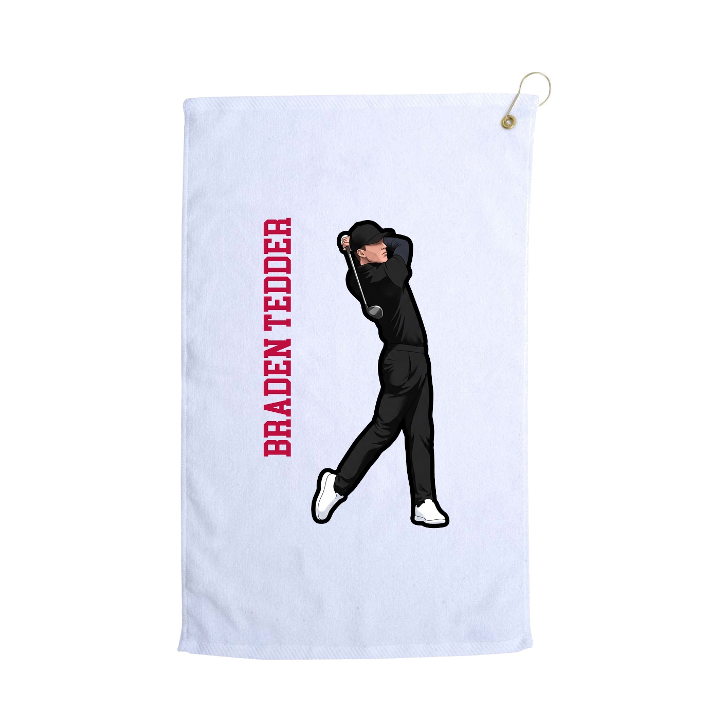 Golf Towel — Name Vertical in White