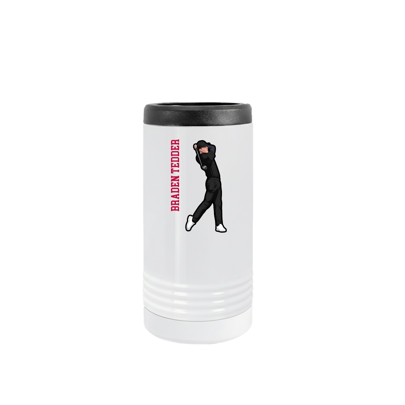 Slim Beverage Holder — Name Vertical in White