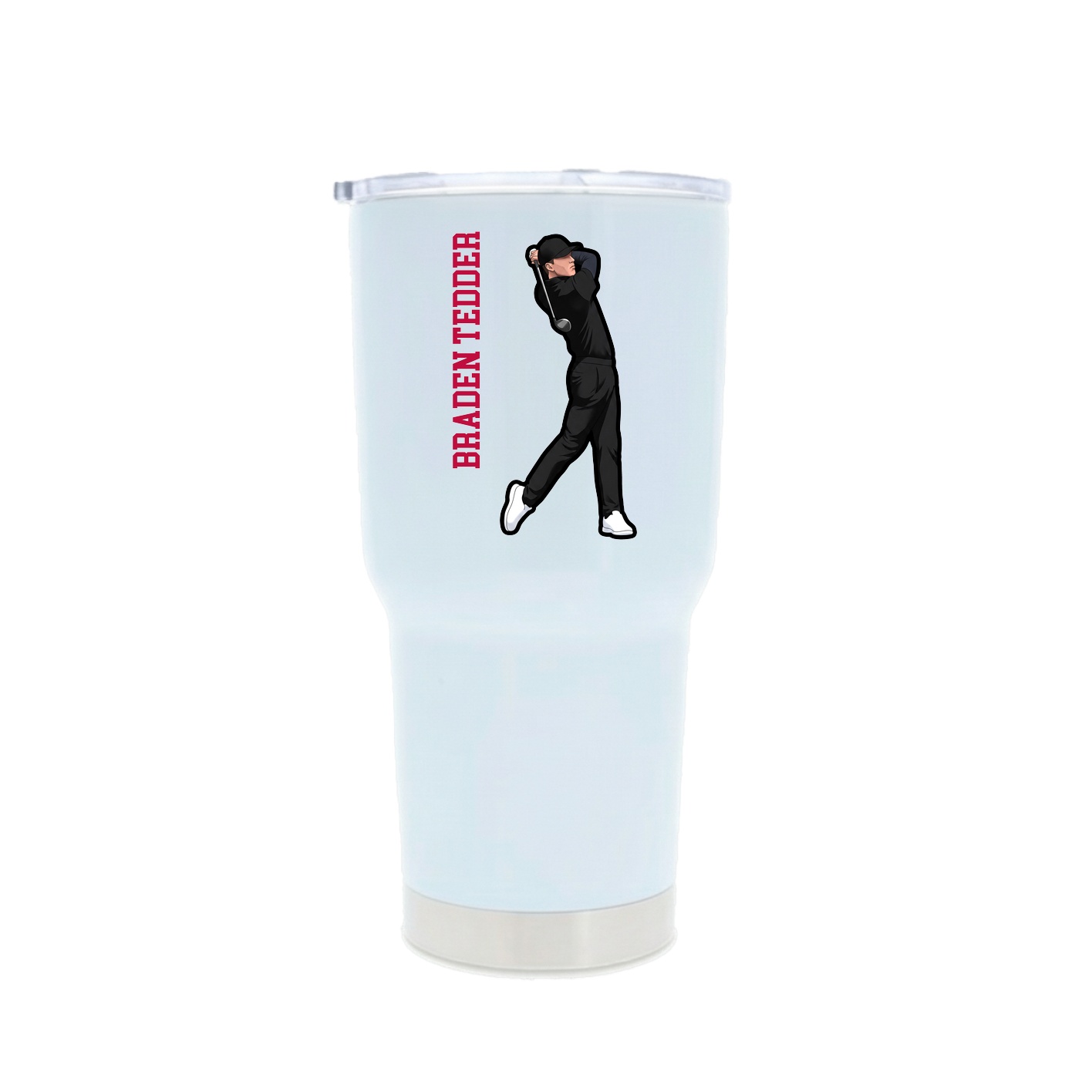 30oz Stainless Steel Tumbler — Name Vertical in White