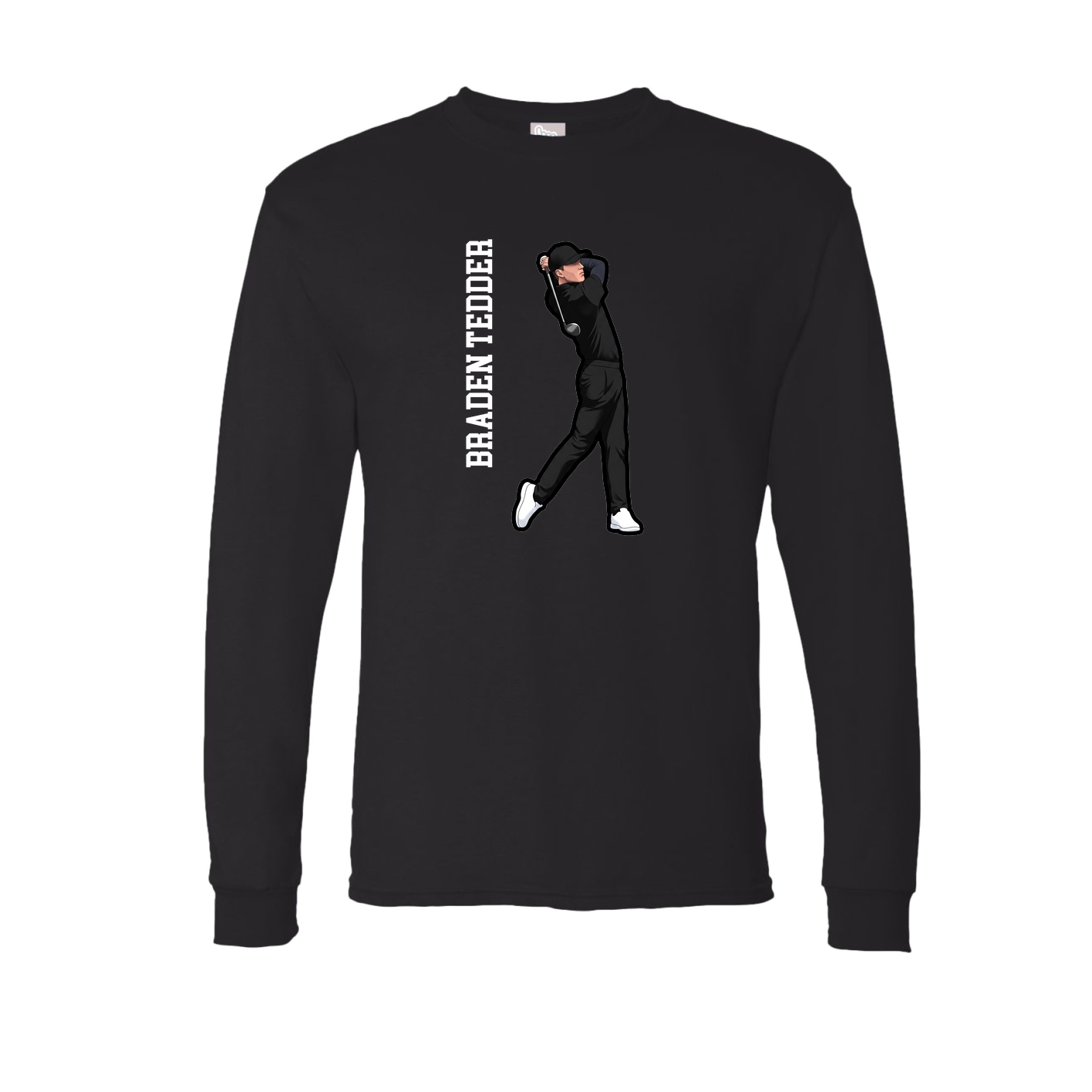 Long Sleeve Tee — Name Vertical in Black