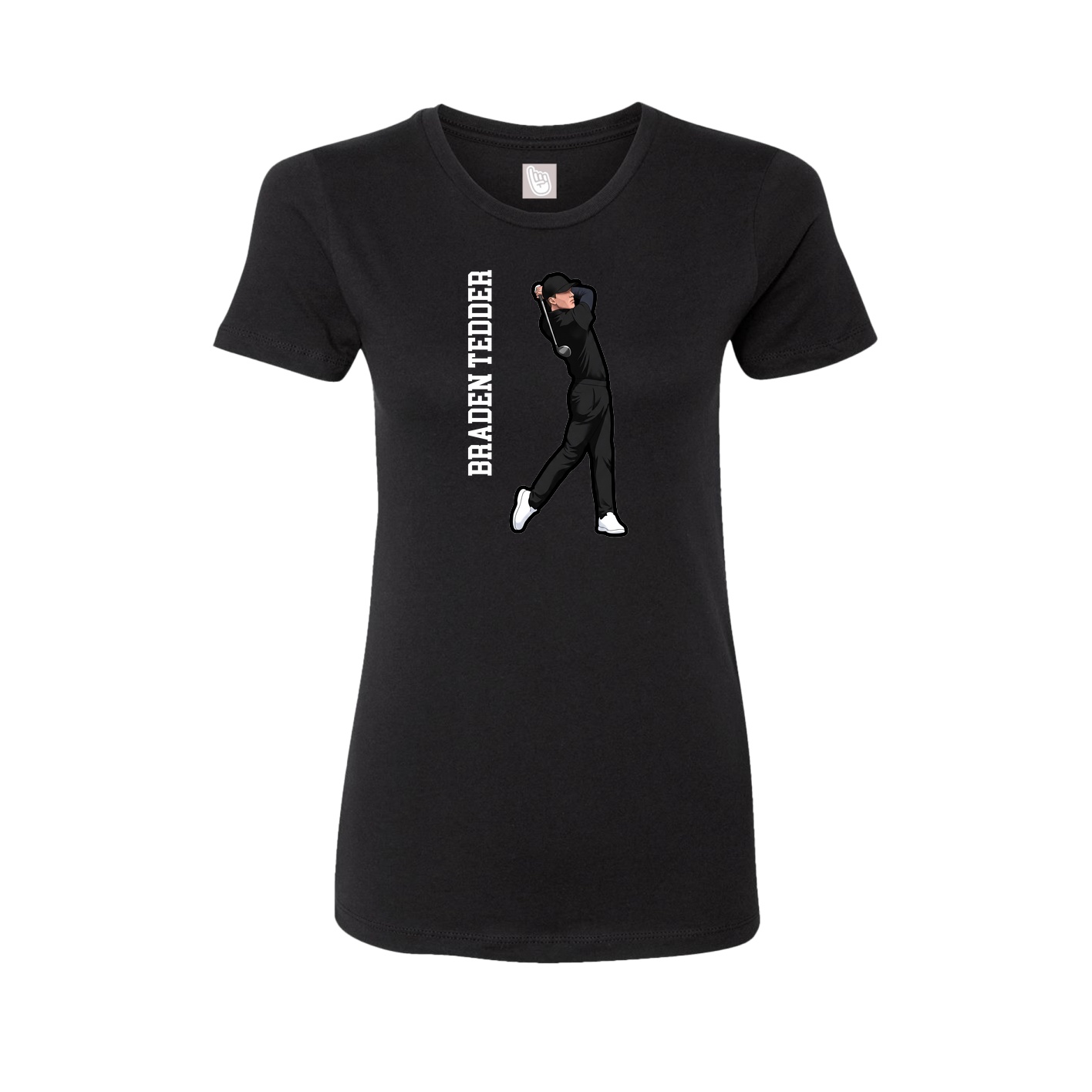 Womens Tee — Name Vertical in Black