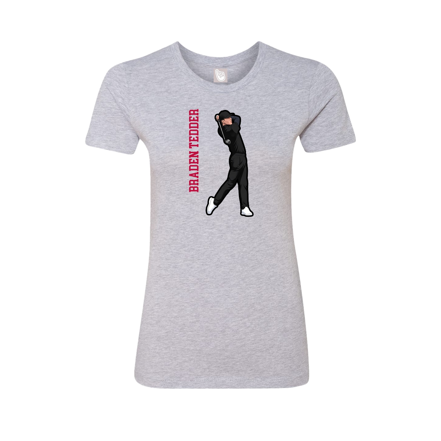Fitted Women's Tee — Name Vertical in Grey