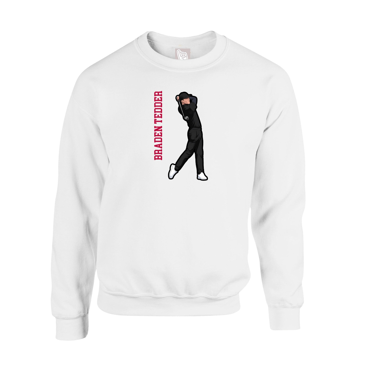 Fleece Crew — Name Vertical in White