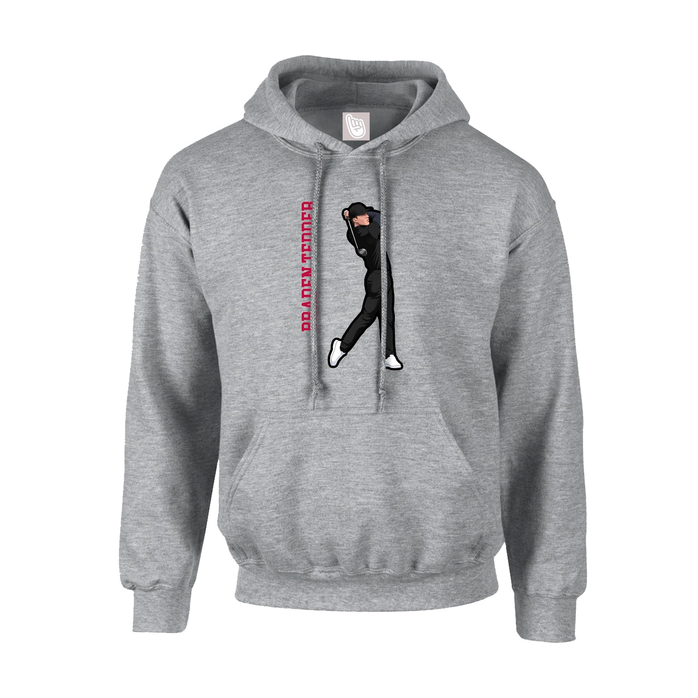 Youth Hoodie — Name Vertical in Grey