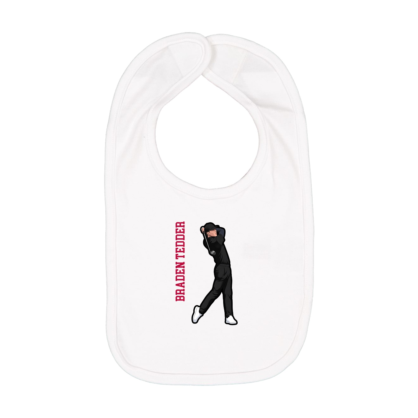 Infant Bib — Name Vertical in White