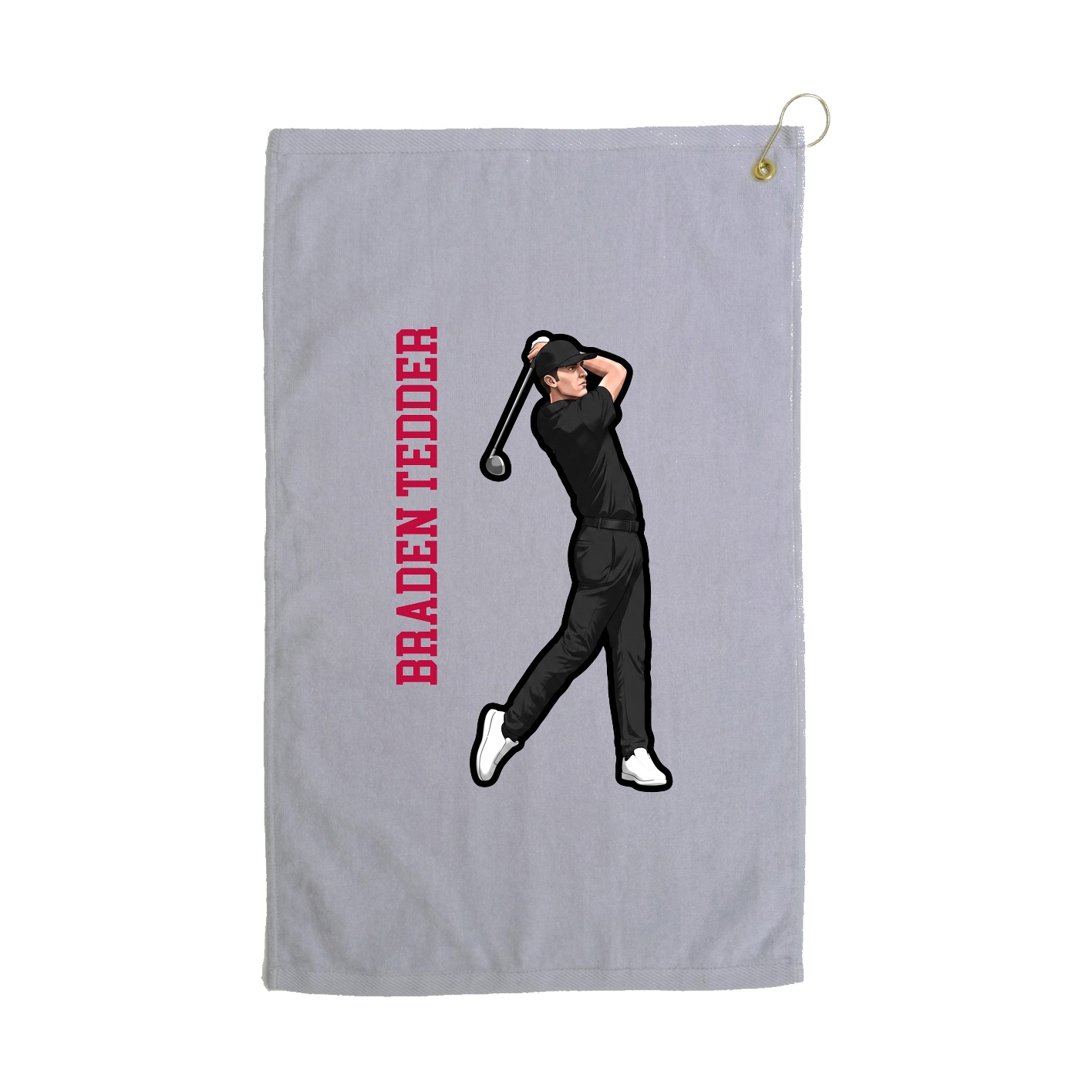 Golf Towel — Name Vertical in Grey