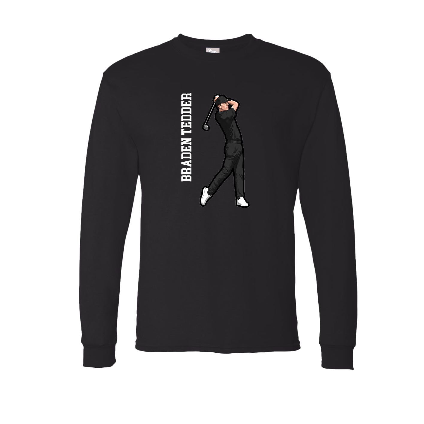Long Sleeve Tee — Name Vertical in Black