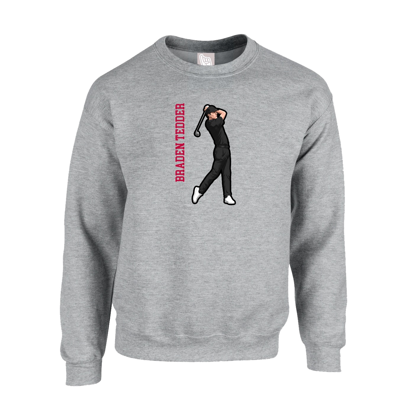 Fleece Crew — Name Vertical in Grey