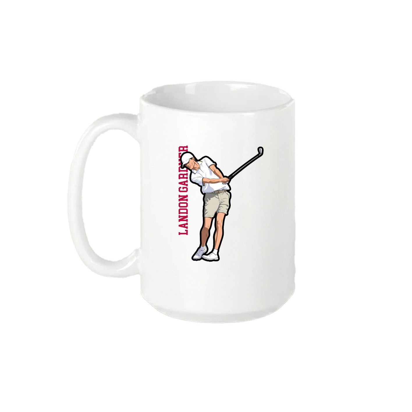 15oz Coffee Mug — Name Vertical in White