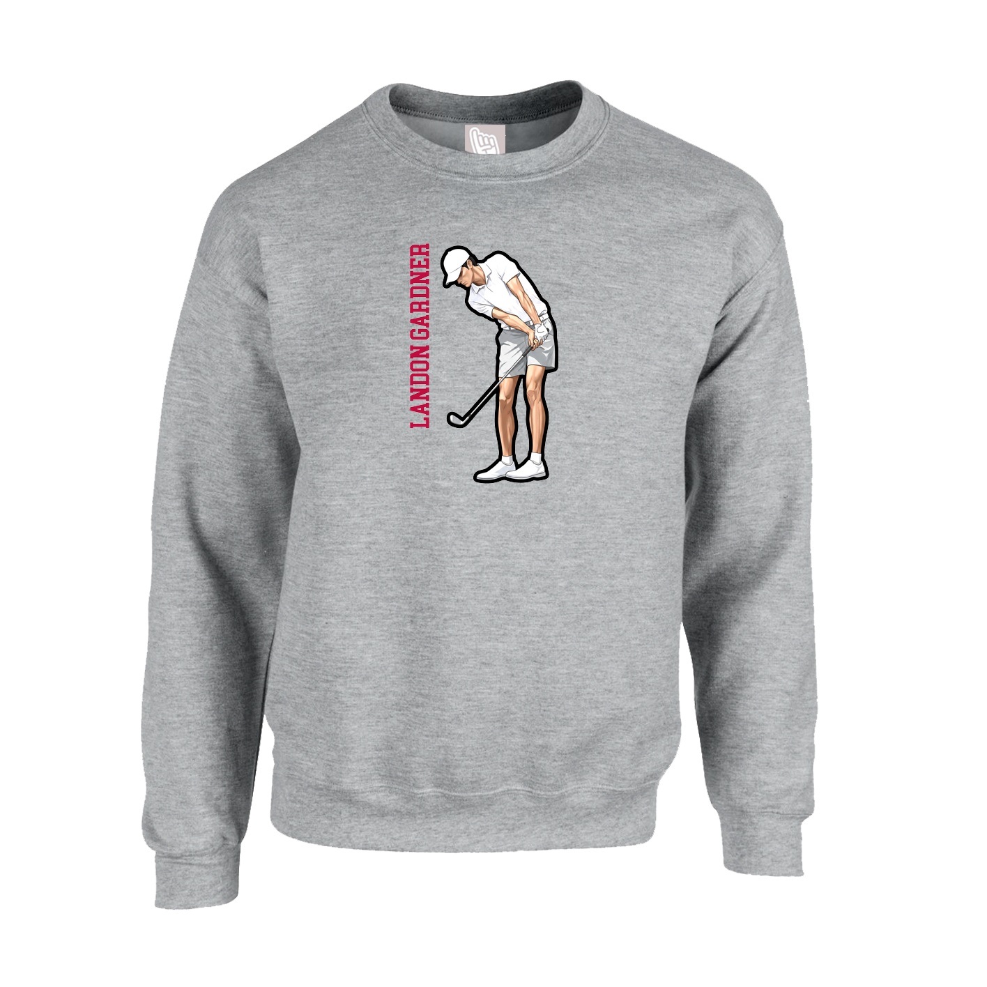 Fleece Crew — Name Vertical in Grey