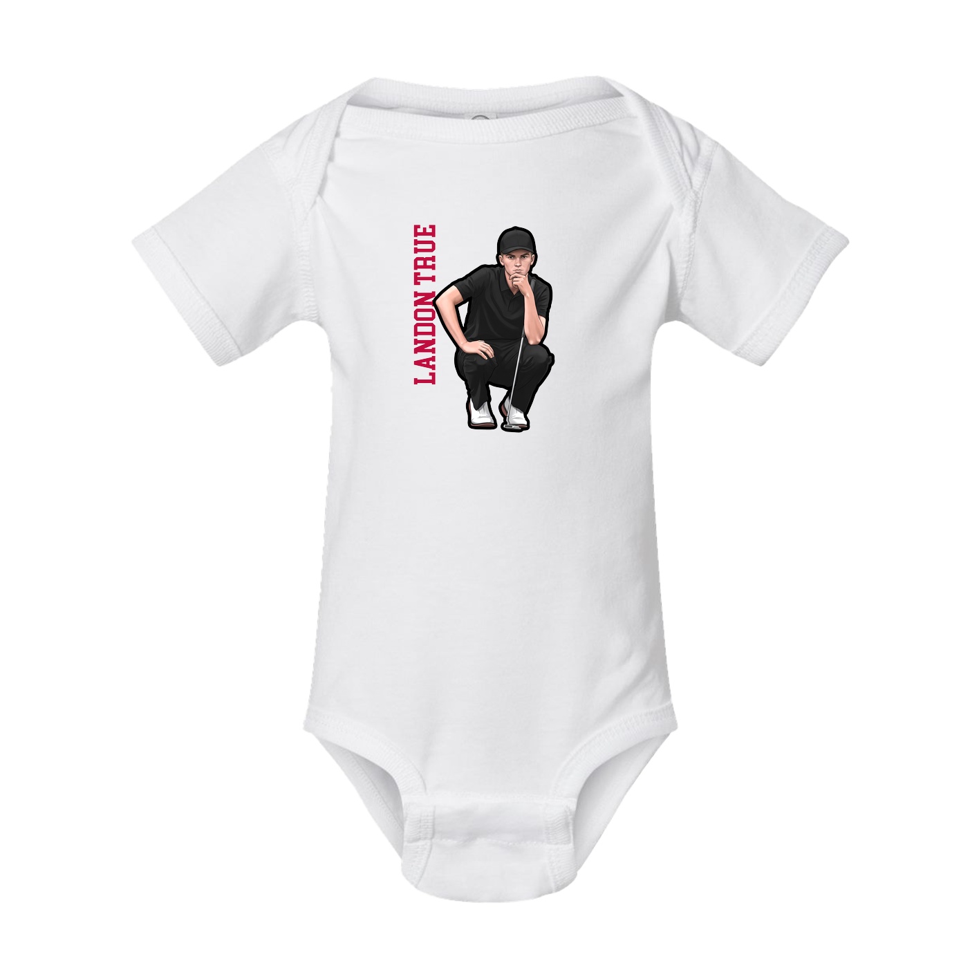 Baby Onesie — Name Vertical in White