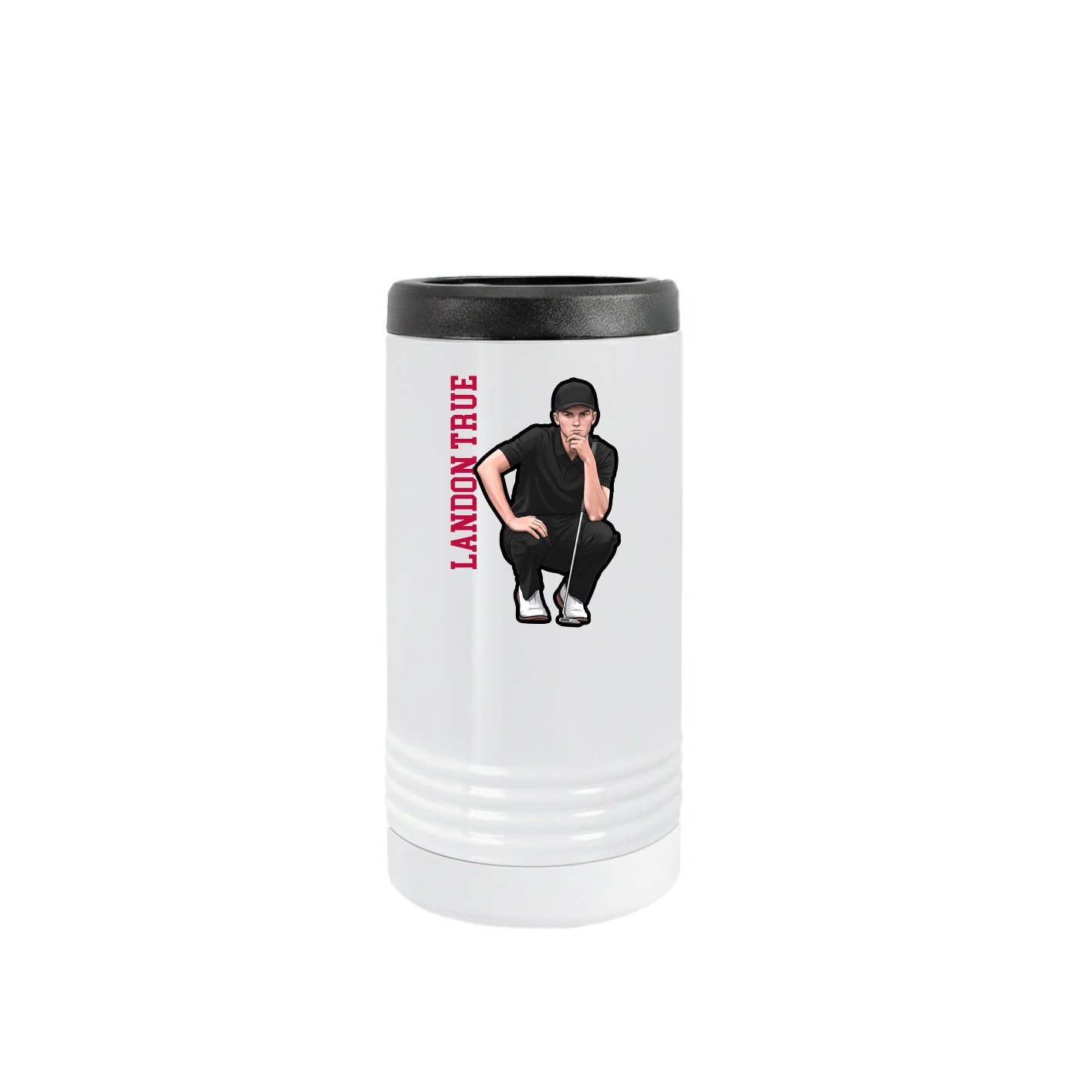 Slim Beverage Holder — Name Vertical in White