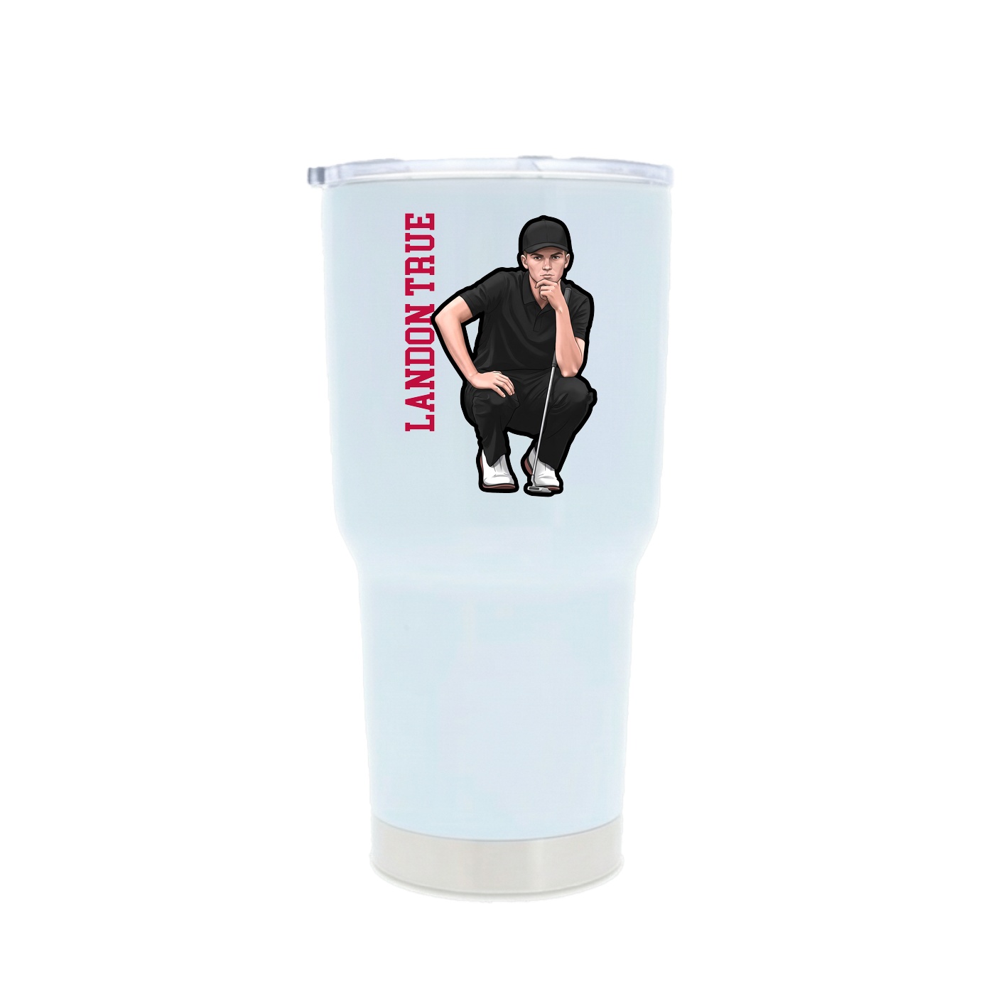 30oz Stainless Steel Tumbler — Name Vertical in White