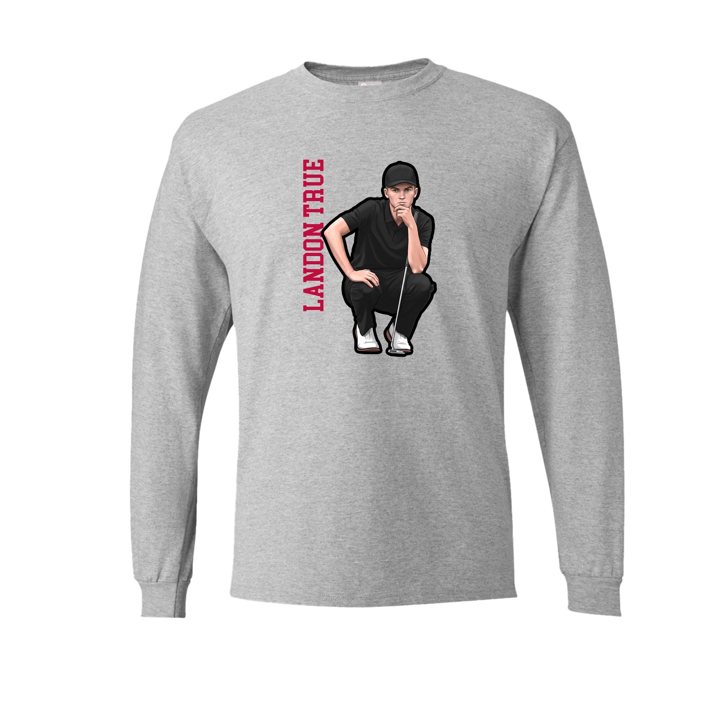 Long Sleeve Tee — Name Vertical in Grey
