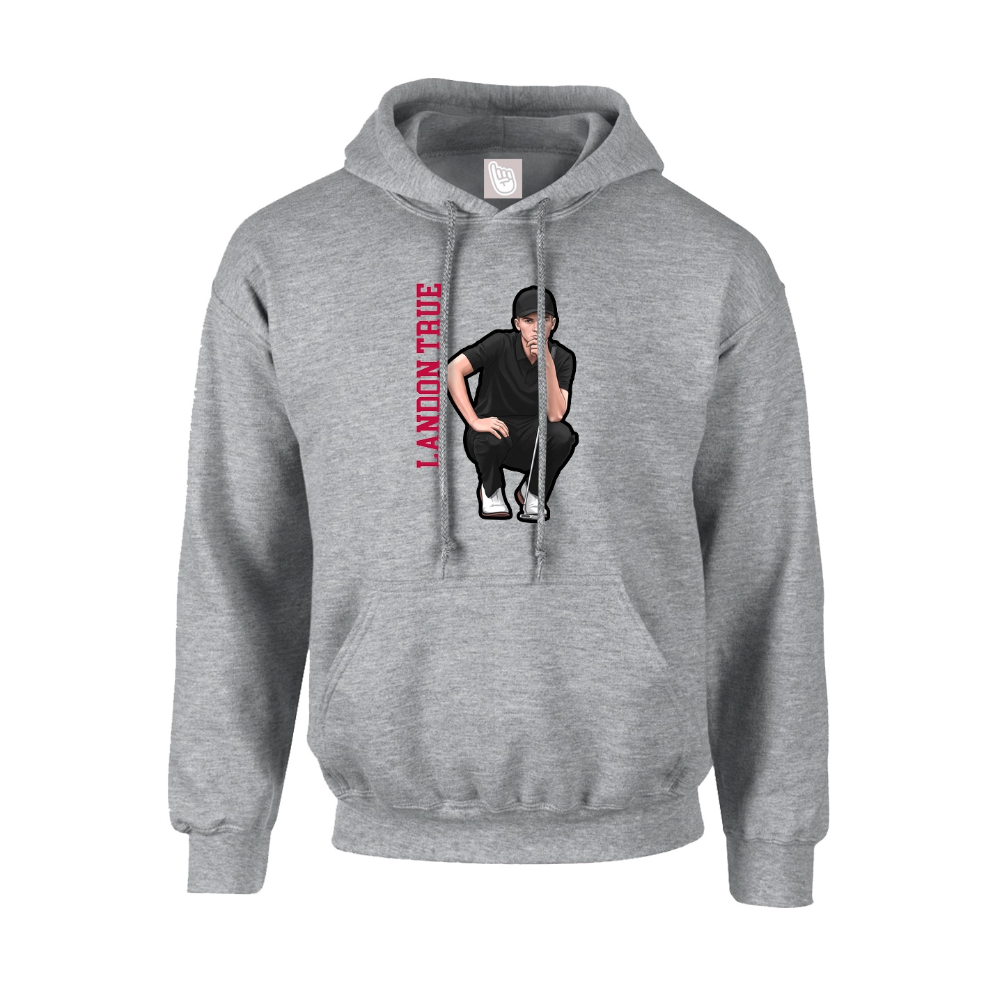 Hoodie — Name Vertical in Grey