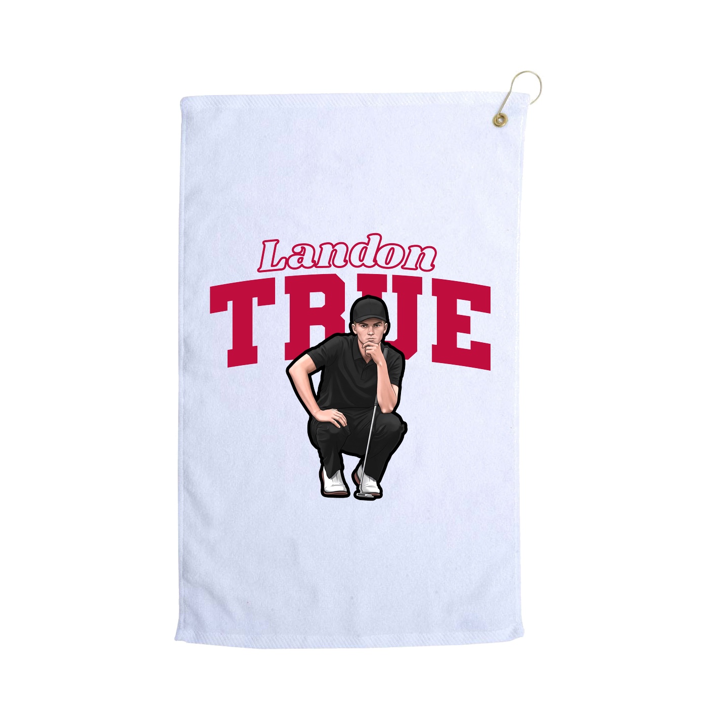 Golf Towel — Name Arch in White