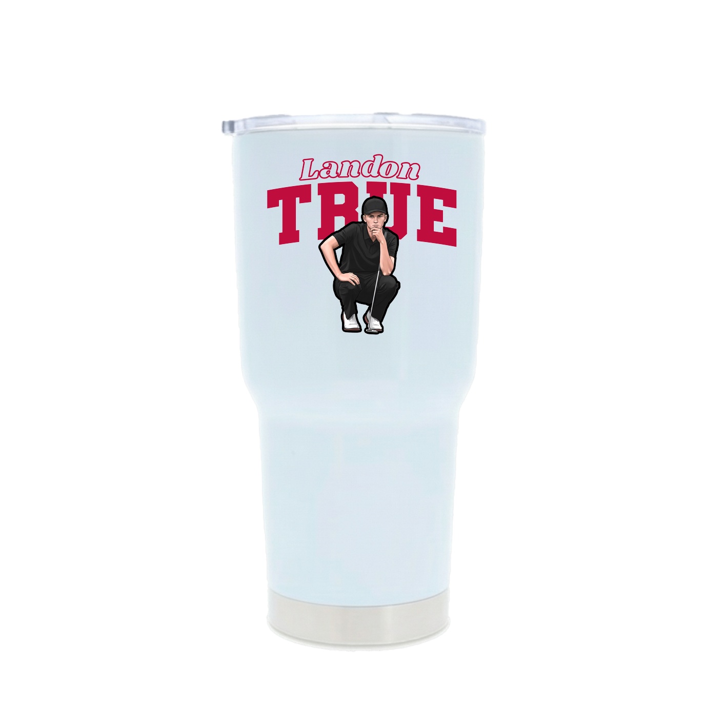 30oz Stainless Steel Tumbler — Name Arch in White