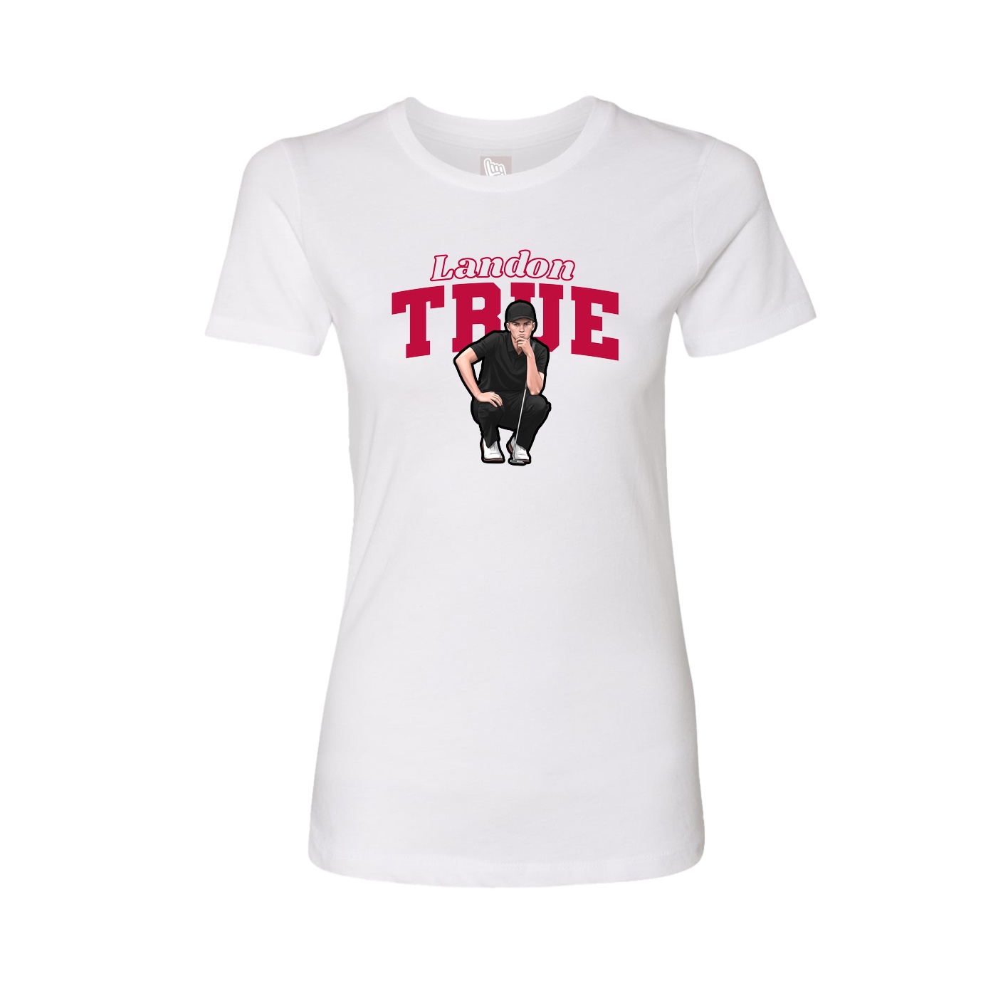 Fitted Women's Tee — Name Arch in White