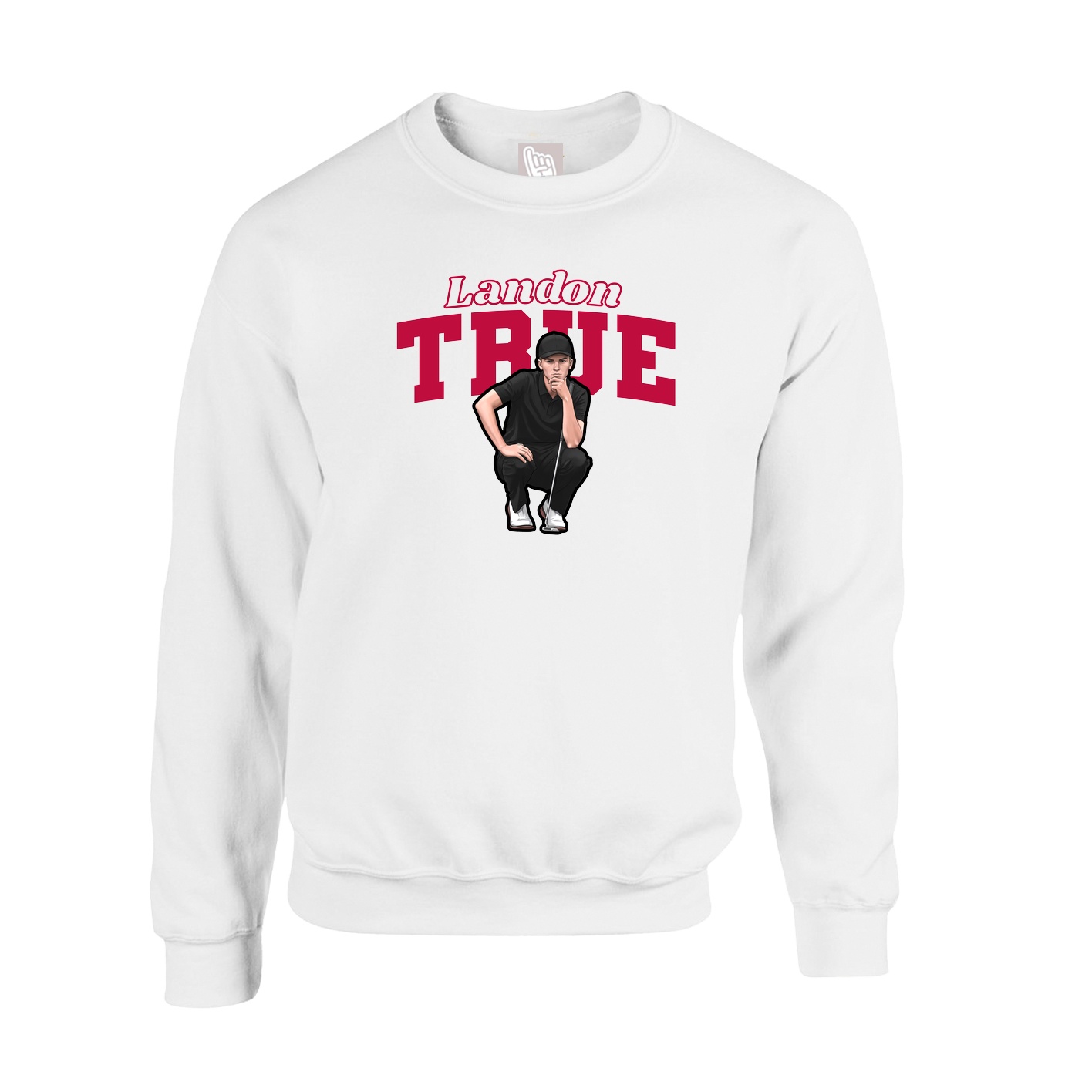Fleece Crew — Name Arch in White