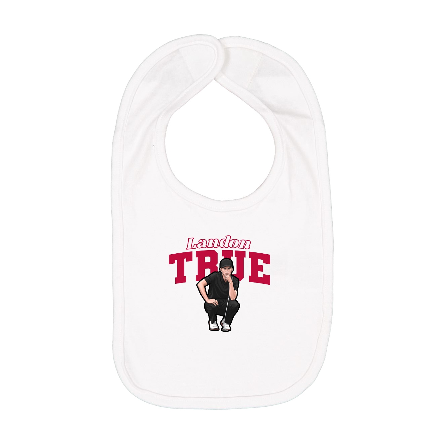Infant Bib — Name Arch in White