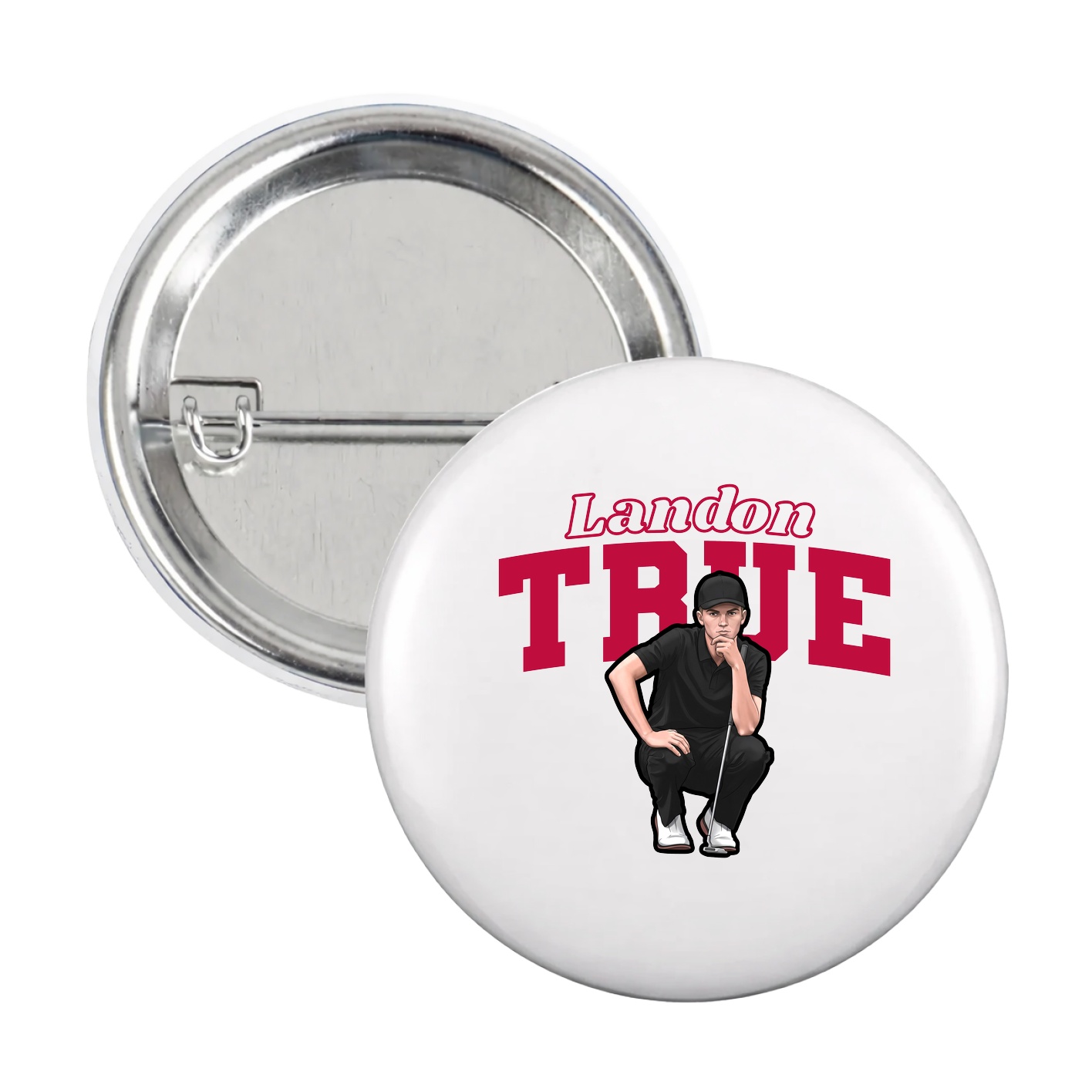 Game Day Button — Name Arch in White