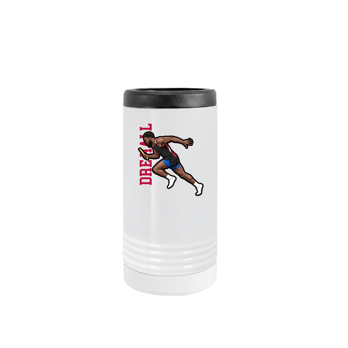 Slim Beverage Holder — Name Vertical in White