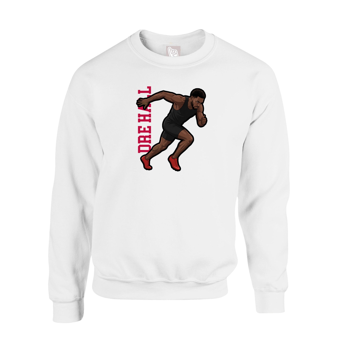 Fleece Crew — Name Vertical in White