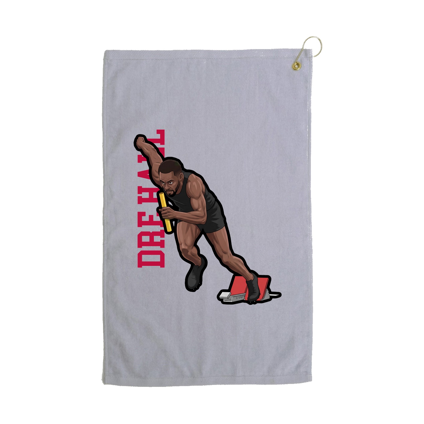 Golf Towel — Name Vertical in Grey