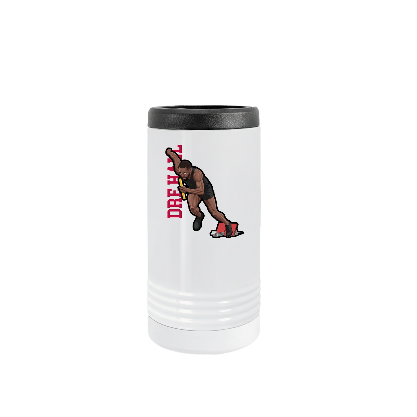 Slim Beverage Holder — Name Vertical in White