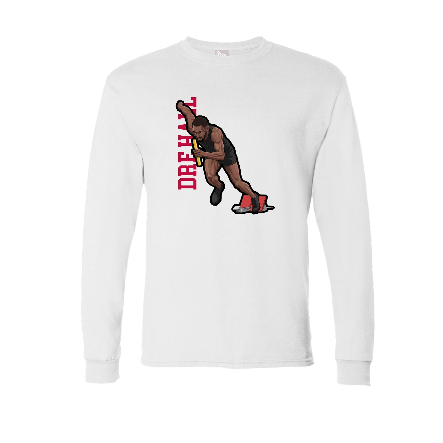 Long Sleeve Tee — Name Vertical in White