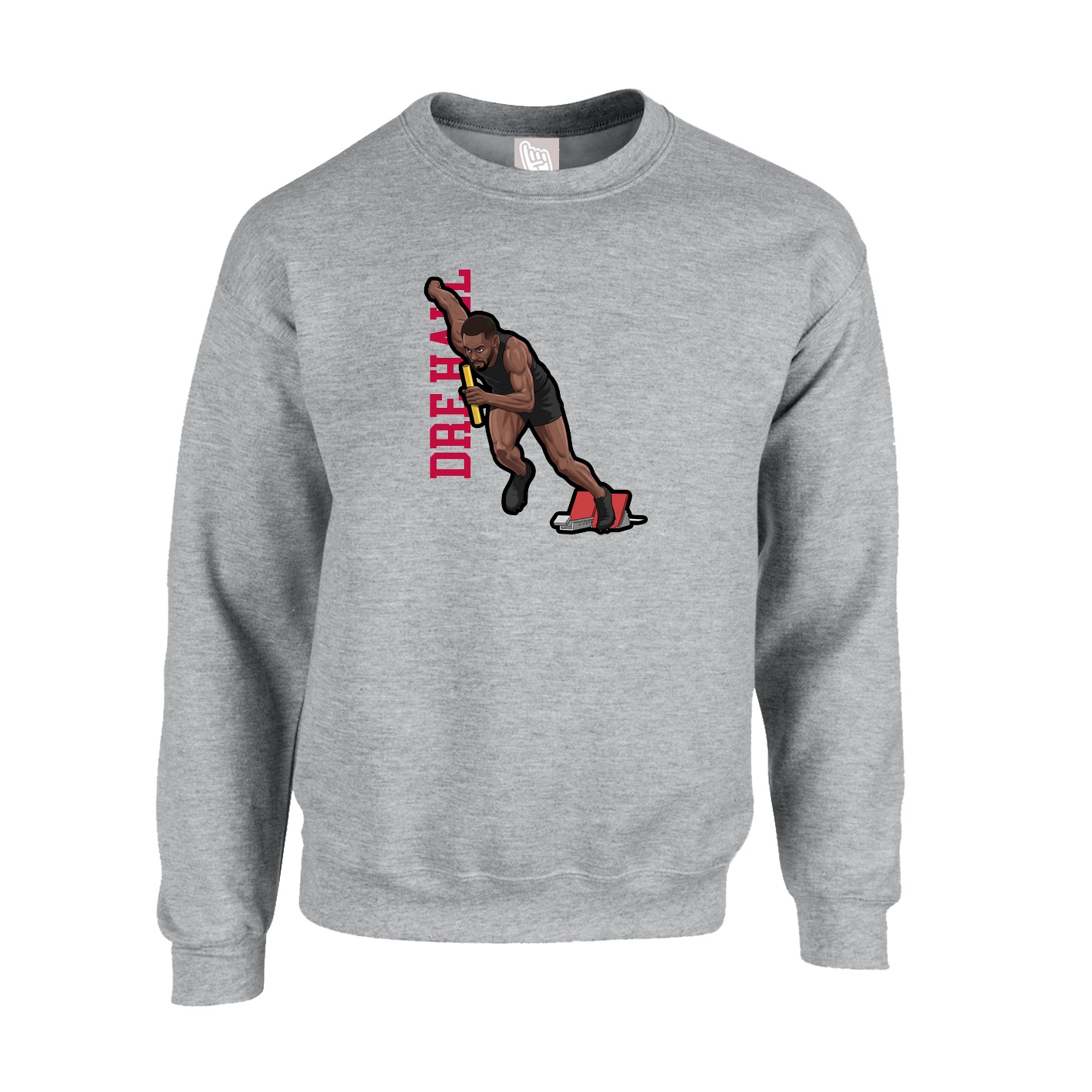 Fleece Crew — Name Vertical in Grey