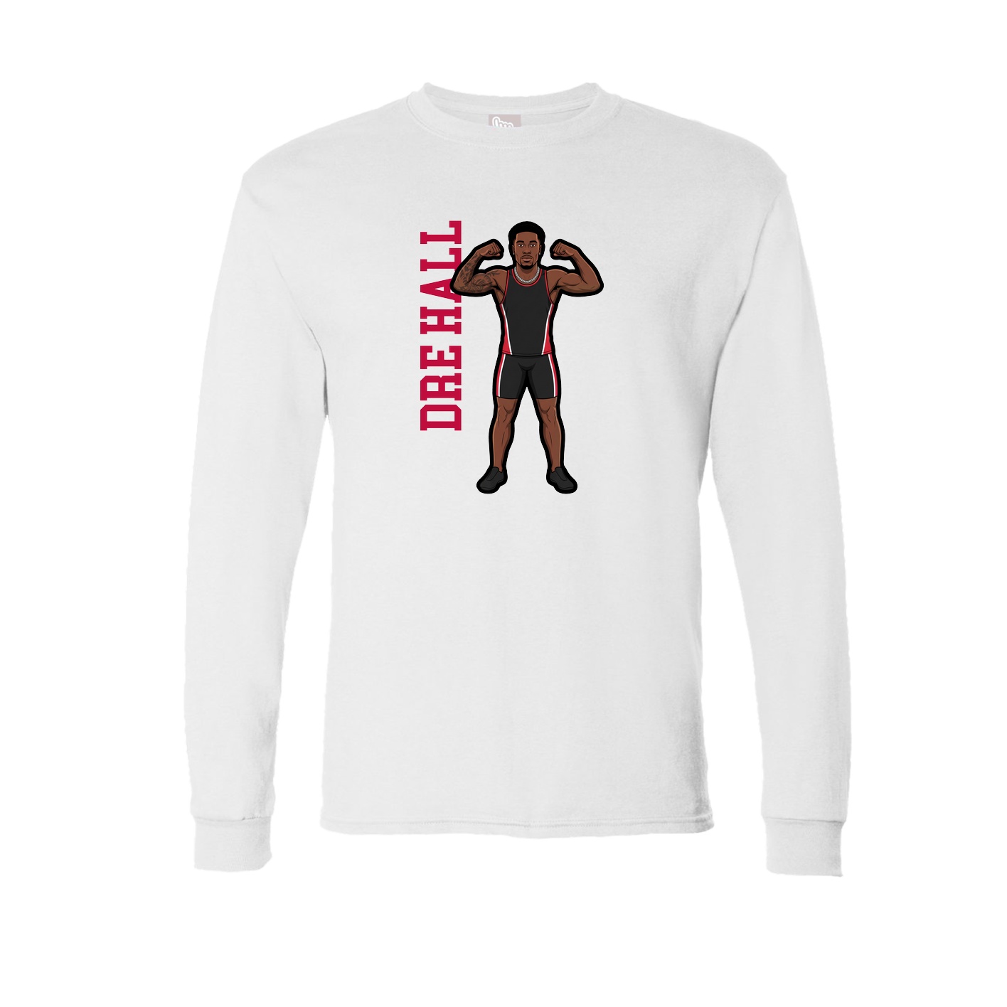 Long Sleeve Tee — Name Vertical in White