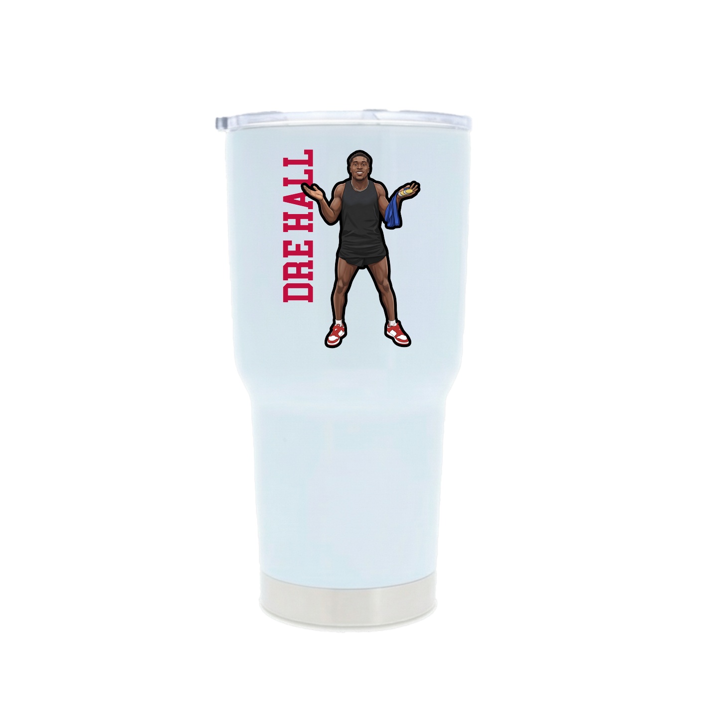 30oz Stainless Steel Tumbler — Name Vertical in White