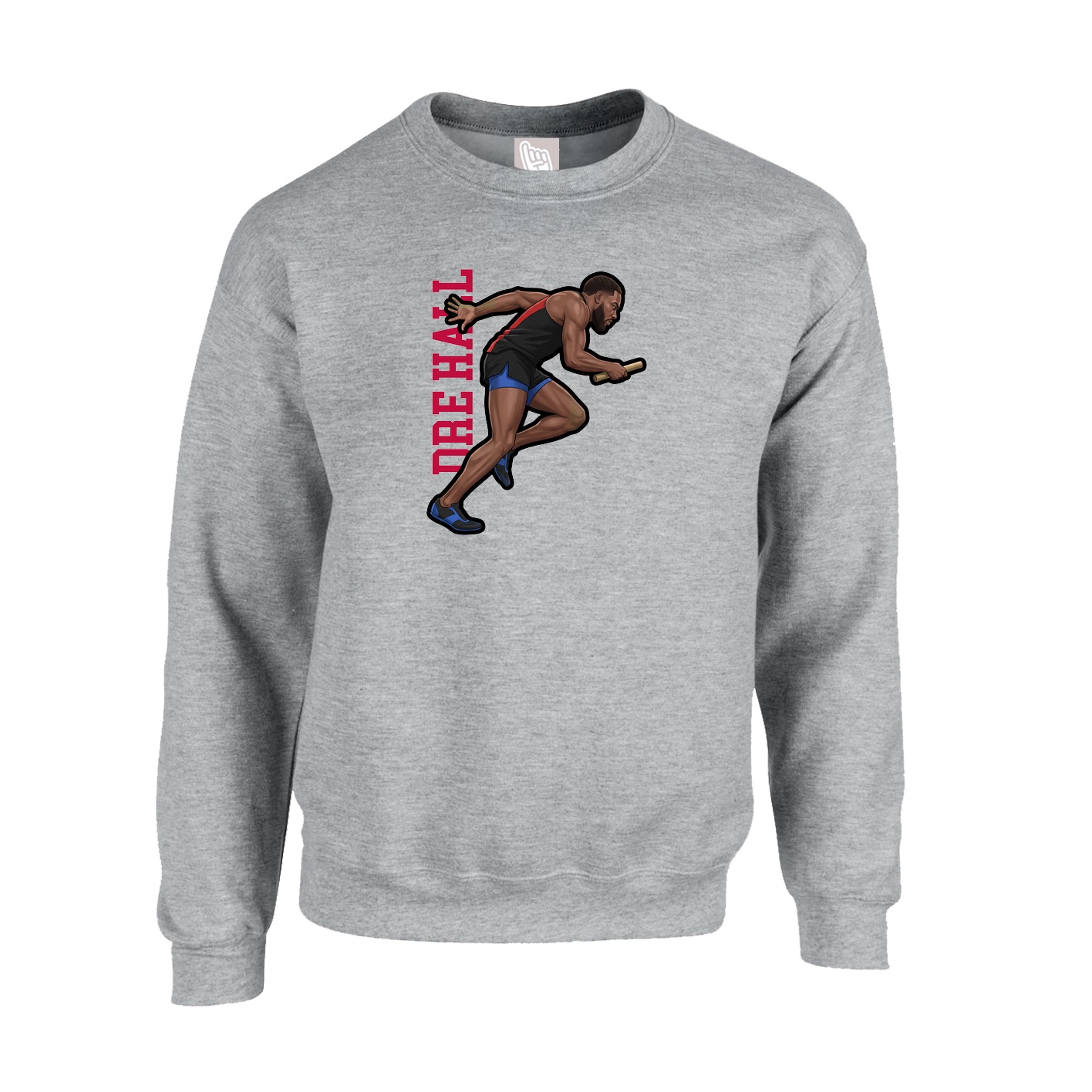 Fleece Crew — Name Vertical in Grey