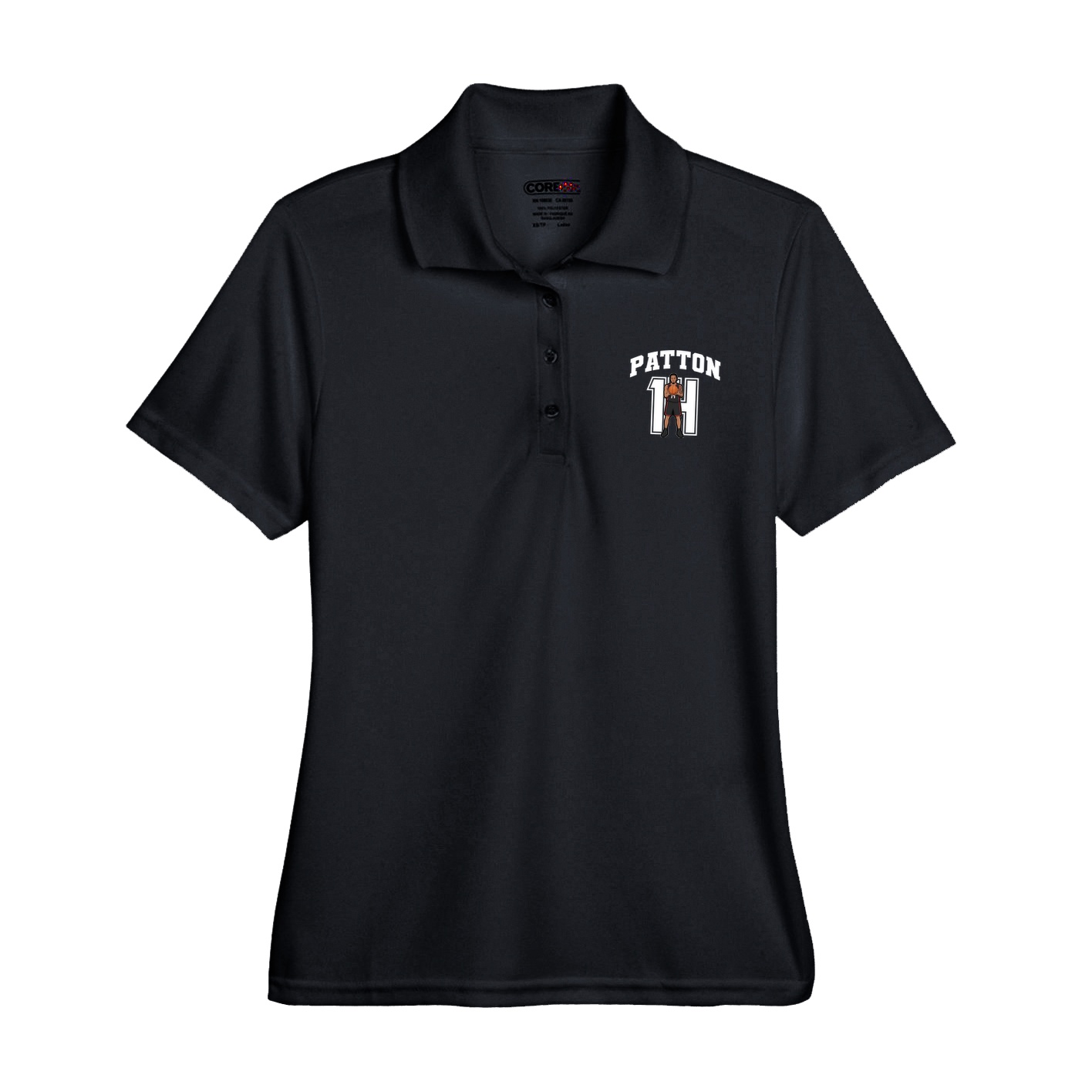 Womens Performance Polo — Number in Black